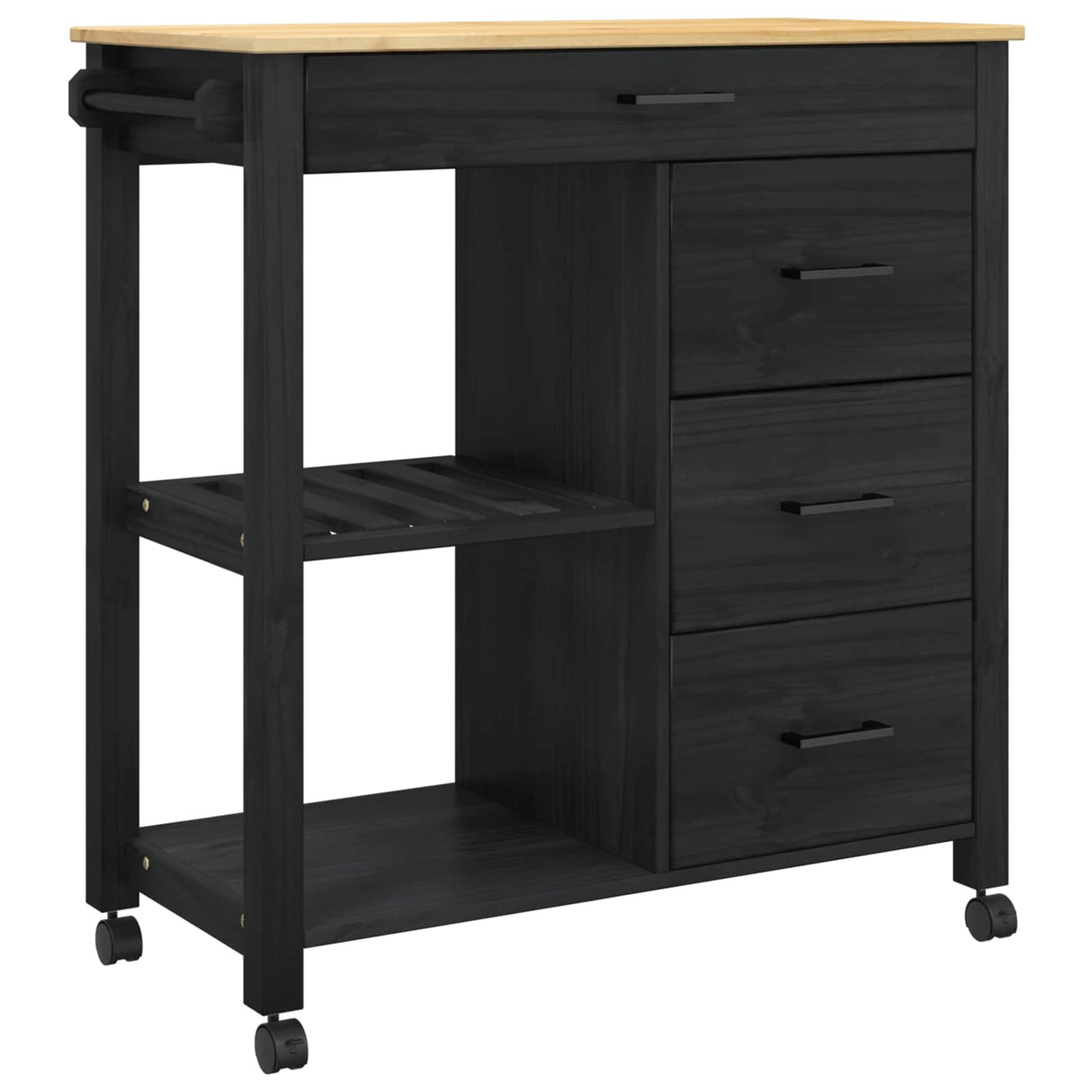 Wooden Kitchen Trolley 84cm Wide With 4 Drawers - Monza