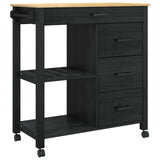 Wooden Kitchen Trolley 84cm Wide With 4 Drawers - Monza