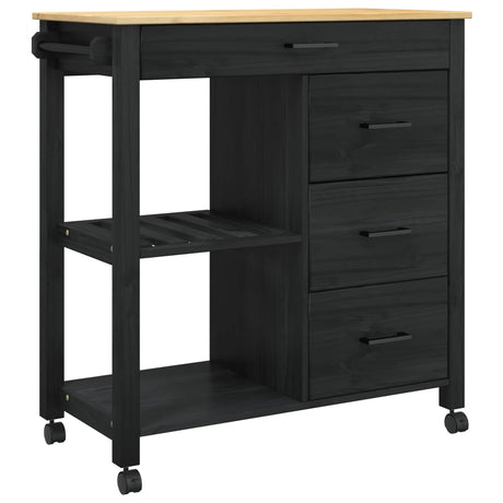 Wooden Kitchen Trolley 84cm Wide With 4 Drawers - Monza