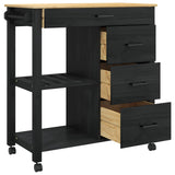 Wooden Kitchen Trolley 84cm Wide With 4 Drawers - Monza