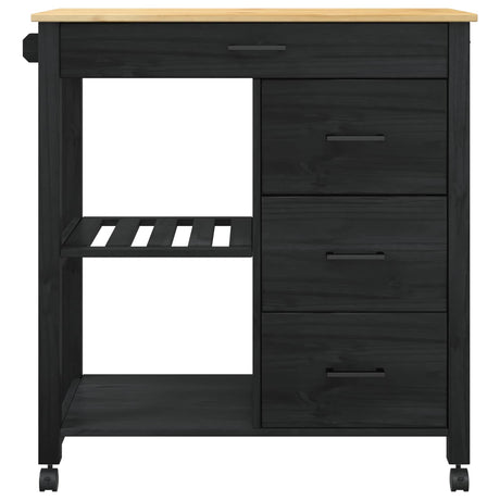 Wooden Kitchen Trolley 84cm Wide With 4 Drawers - Monza