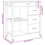 Wooden Kitchen Trolley 84cm Wide With 4 Drawers - Monza