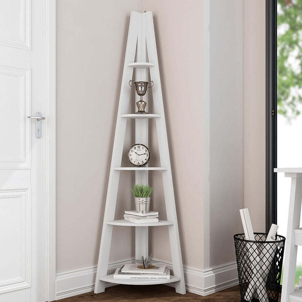 Wooden Ladder Shelving Unit Corner - Tiva