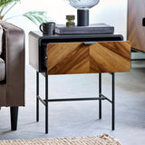 Wooden Lamp Table With 1 Drawer - Alvin