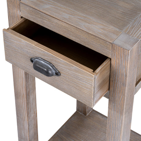 Wooden Lamp Table 35cm Wide With 1 Drawer - Haldon