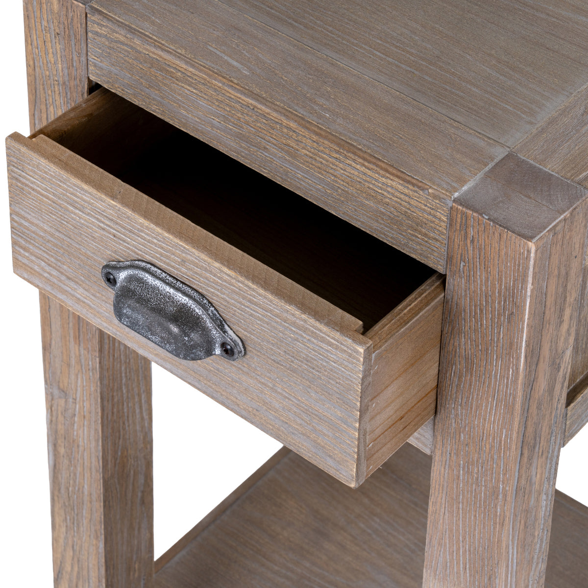 Wooden Lamp Table 40cm Wide With 1 Drawer - Haldon