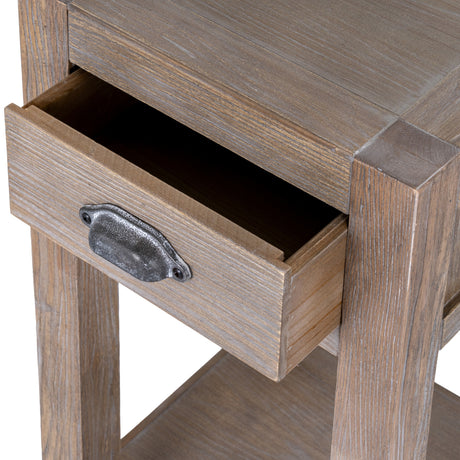 Wooden Lamp Table 40cm Wide With 1 Drawer - Haldon
