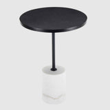Wooden Lamp Table 40cm Wide With White Marble Base - Basil