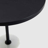 Wooden Lamp Table 40cm Wide With White Marble Base - Basil
