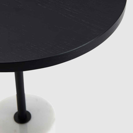 Wooden Lamp Table 40cm Wide With White Marble Base - Basil