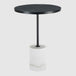 Wooden Lamp Table 40cm Wide With White Marble Base - Basil