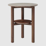 Wooden Lamp Table 45cm Wide Round With Marble Effect Glass Top - Willow