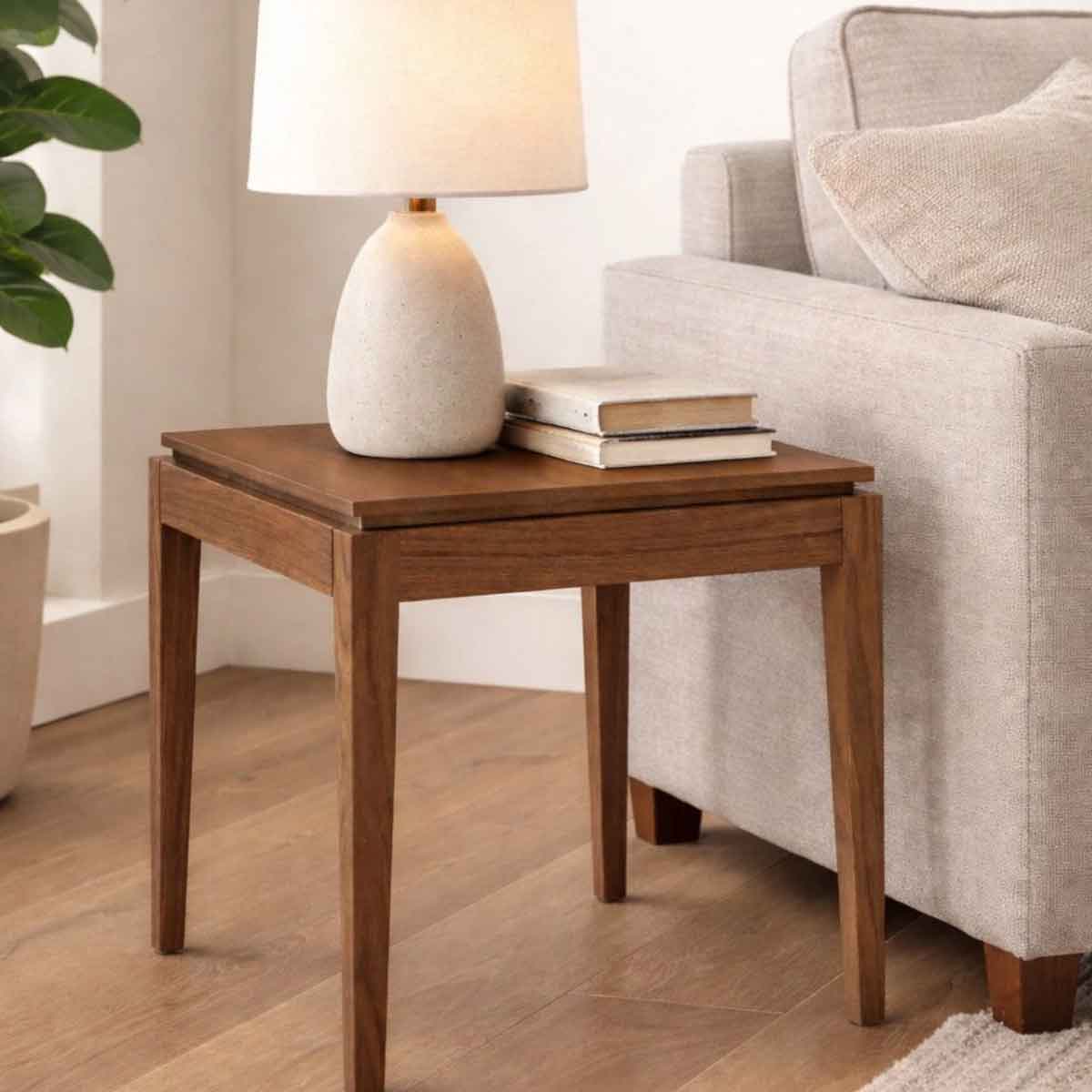 Wooden Lamp Table 50cm Wide Square - Peony