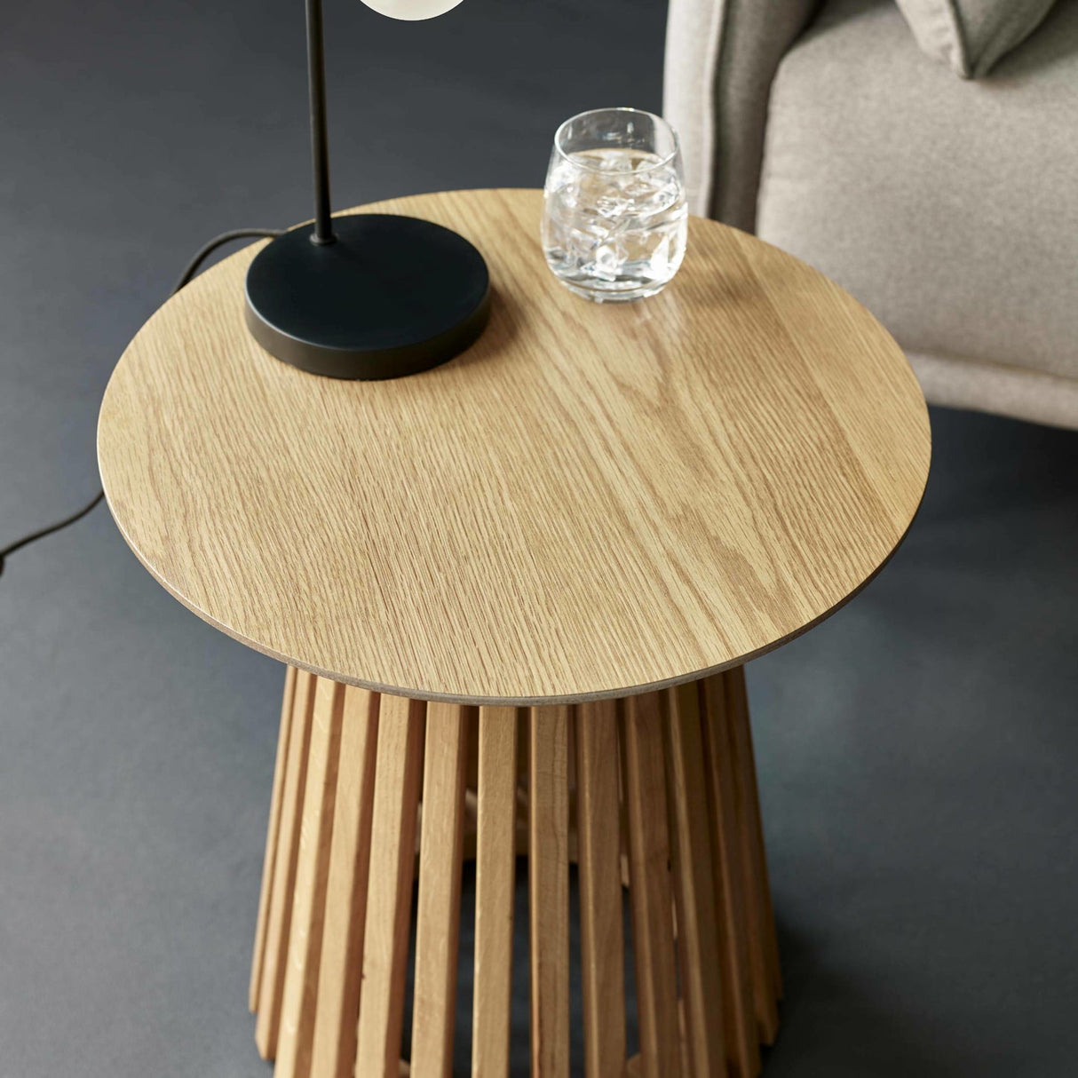 Wooden Lamp Table Round - Ollie