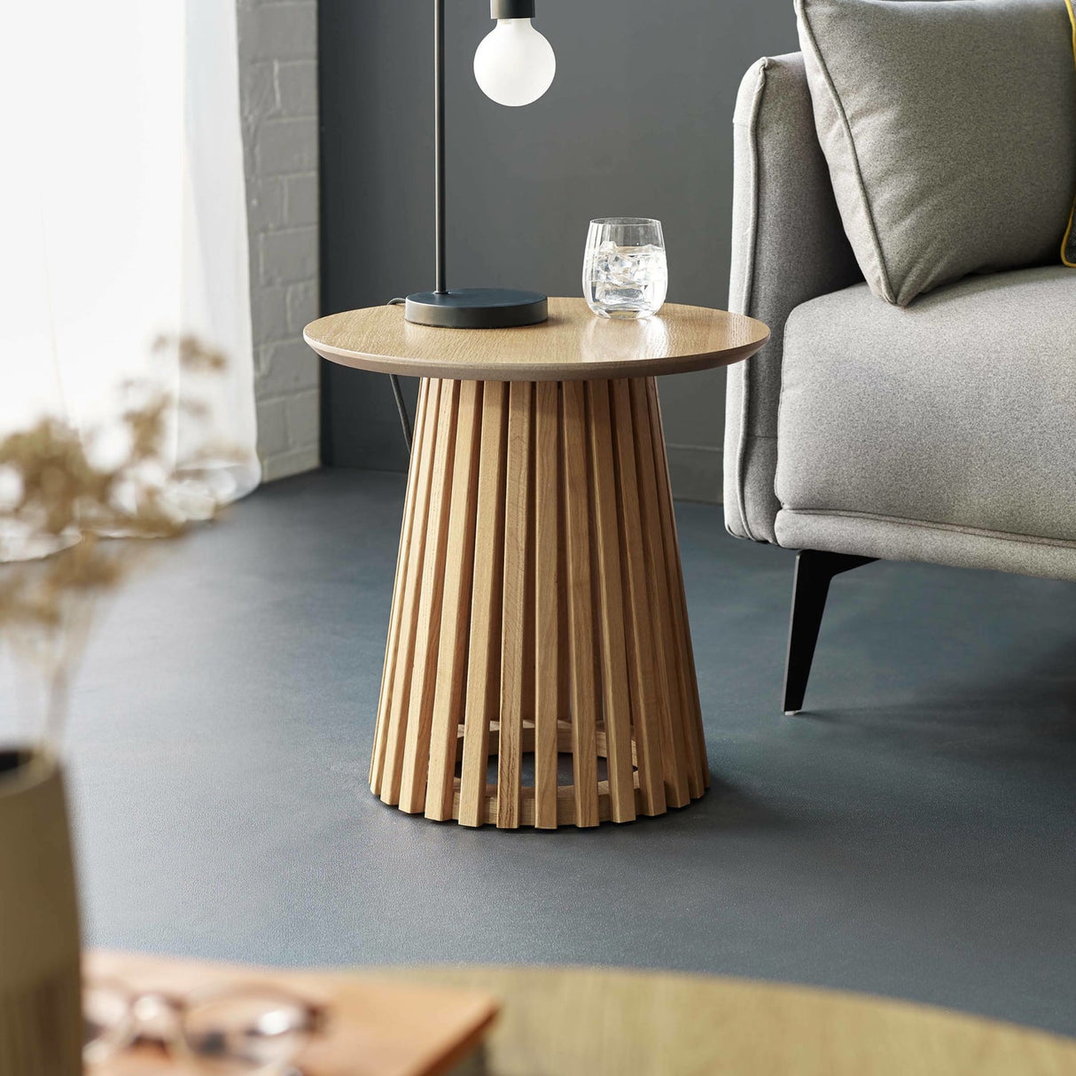 Wooden Lamp Table Round - Ollie