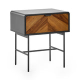 Wooden Lamp Table With 1 Drawer - Alvin