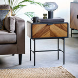 Wooden Lamp Table With 1 Drawer - Alvin