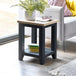 Wooden Lamp Table With 2 Drawers - Bordeaux