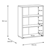 Wooden Low Bookcase Wide With 2 Shelves - Alice Springs