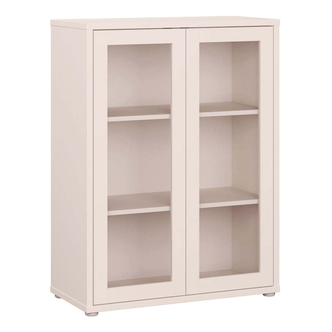 Wooden Low Cabinet with Glass Doors - Display Storage Unit UK | Cozy ...