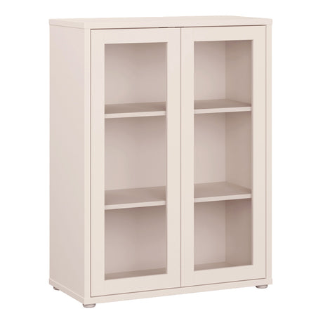 Wooden Low Storage Cabinet With 2 Glass Fronted Push-to-Open Doors - Alice Springs