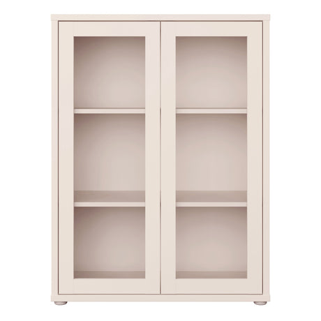 Wooden Low Storage Cabinet With 2 Glass Fronted Push-to-Open Doors - Alice Springs