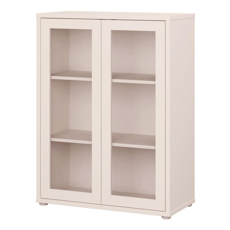 Wooden Low Storage Cabinet With 2 Glass Fronted Push-to-Open Doors - Alice Springs