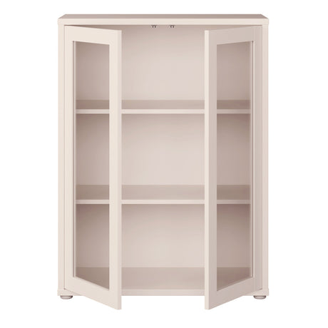 Wooden Low Storage Cabinet With 2 Glass Fronted Push-to-Open Doors - Alice Springs