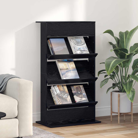 Wooden Magazine Rack 126cm High With 3 Shelves - Vantage Home