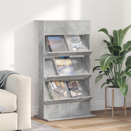 Wooden Magazine Rack 126cm High With 3 Shelves - Vantage Home
