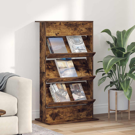 Wooden Magazine Rack 126cm High With 3 Shelves - Vantage Home