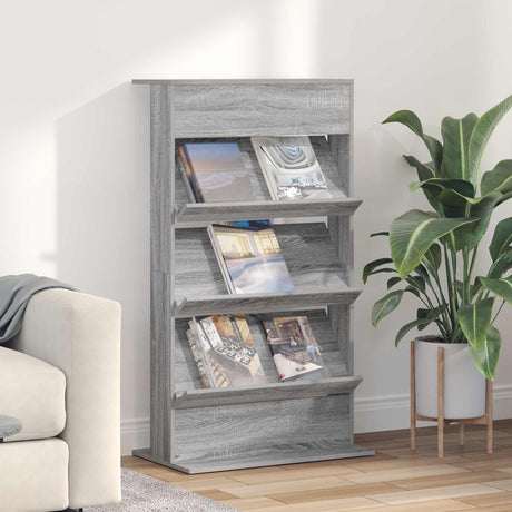 Wooden Magazine Rack 126cm High With 3 Shelves - Vantage Home