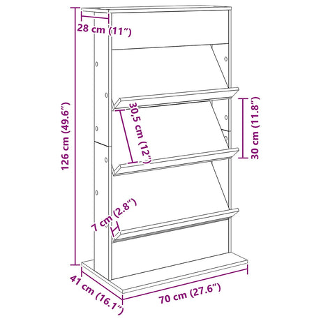 Wooden Magazine Rack 126cm High With 3 Shelves - Vantage Home