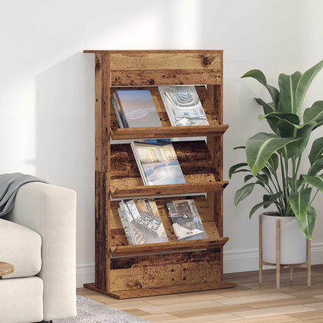Wooden Magazine Rack 126cm High With 3 Shelves - Vantage Home