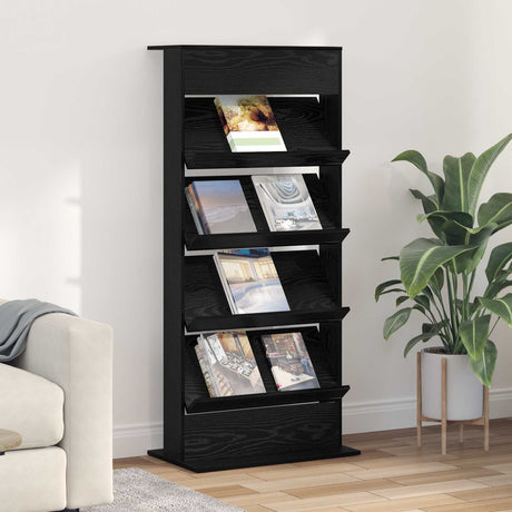 Wooden Magazine Rack 156cm High With 4 Shelves - Vantage Home
