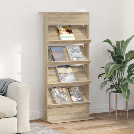 Wooden Magazine Rack 156cm High With 4 Shelves - Vantage Home