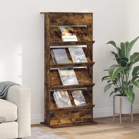 Wooden Magazine Rack 156cm High With 4 Shelves - Vantage Home