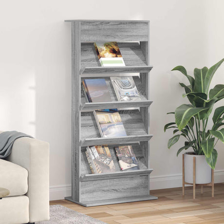 Wooden Magazine Rack 156cm High With 4 Shelves - Vantage Home