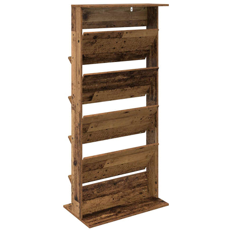 Wooden Magazine Rack 156cm High With 4 Shelves - Vantage Home