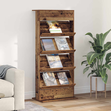 Wooden Magazine Rack 156cm High With 4 Shelves - Vantage Home