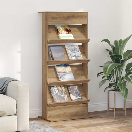 Wooden Magazine Rack 156cm High With 4 Shelves - Vantage Home