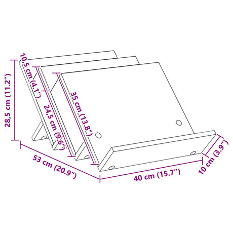 Wooden Magazine Rack 40cm Wide - Vantage Home