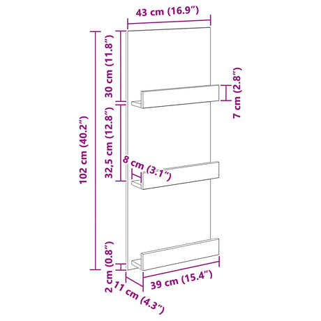 Wooden Magazine Rack 43cm Wide With 3 Shelves - Vantage Home