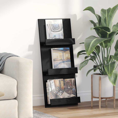 Wooden Magazine Rack 43cm Wide With 3 Shelves - Vantage Home