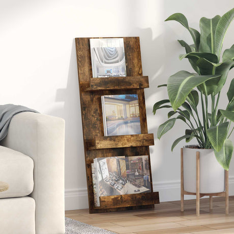 Wooden Magazine Rack 43cm Wide With 3 Shelves - Vantage Home