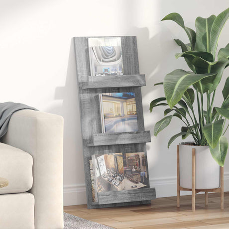 Wooden Magazine Rack 43cm Wide With 3 Shelves - Vantage Home