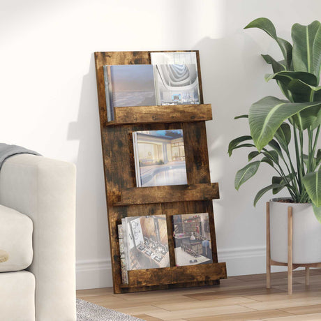 Wooden Magazine Rack 51cm Wide With 3 Shelves - Vantage Home