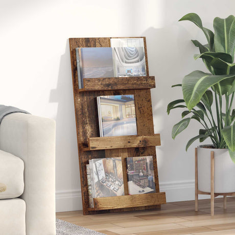 Wooden Magazine Rack 51cm Wide With 3 Shelves - Vantage Home