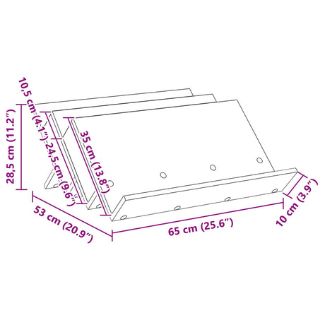Wooden Magazine Rack 65cm Wide - Vantage Home