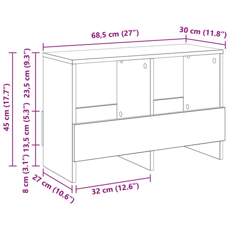 Wooden Magazine Rack 68.5cm Wide - Vantage Home